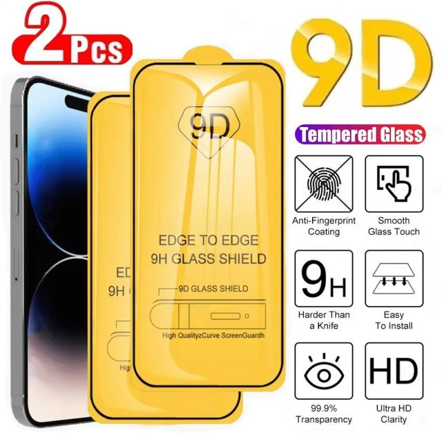 Bolomboy 9D Displayschutz aus gehärtetem Glas für iPhone 11 bis iPhone 16 Pro Max, transparent - Bild 1