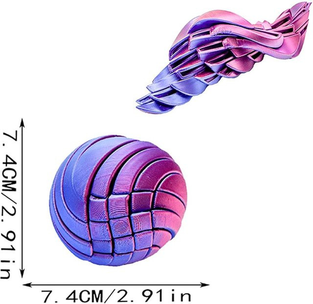 3D-gedruckter Ball Fidget Twist Kugel, Rotierendes Design - Bild 1