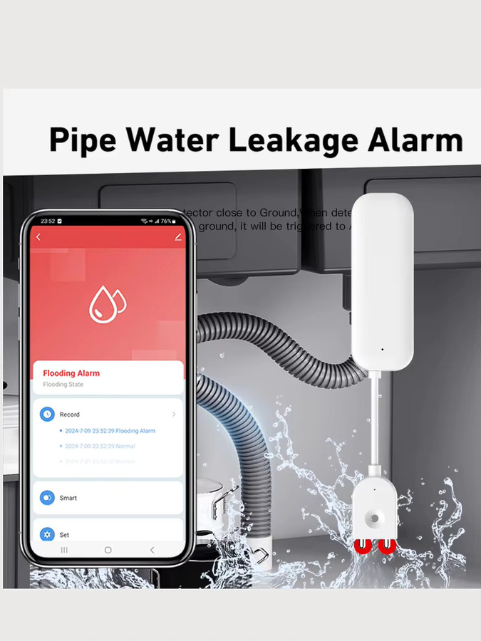 Tuya Smart Wasser Sensor Zigbee 3.0 und WiFi Wasserleck Detektor mit App-Fernsteuerung in Weiß, kompatibel mit SmartLife und Yandex - Bild 5
