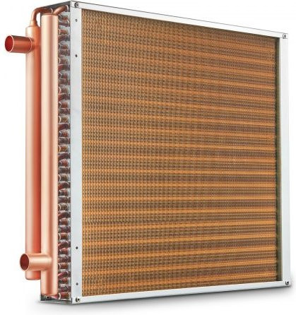 VEVOR Wasser-Luft Wärmetauscher mit Kupferanschlüssen und Aluminiumlamellen für Holzöfen und Heizungen, B/T: 50,8 x 50,8 cm - Bild 1