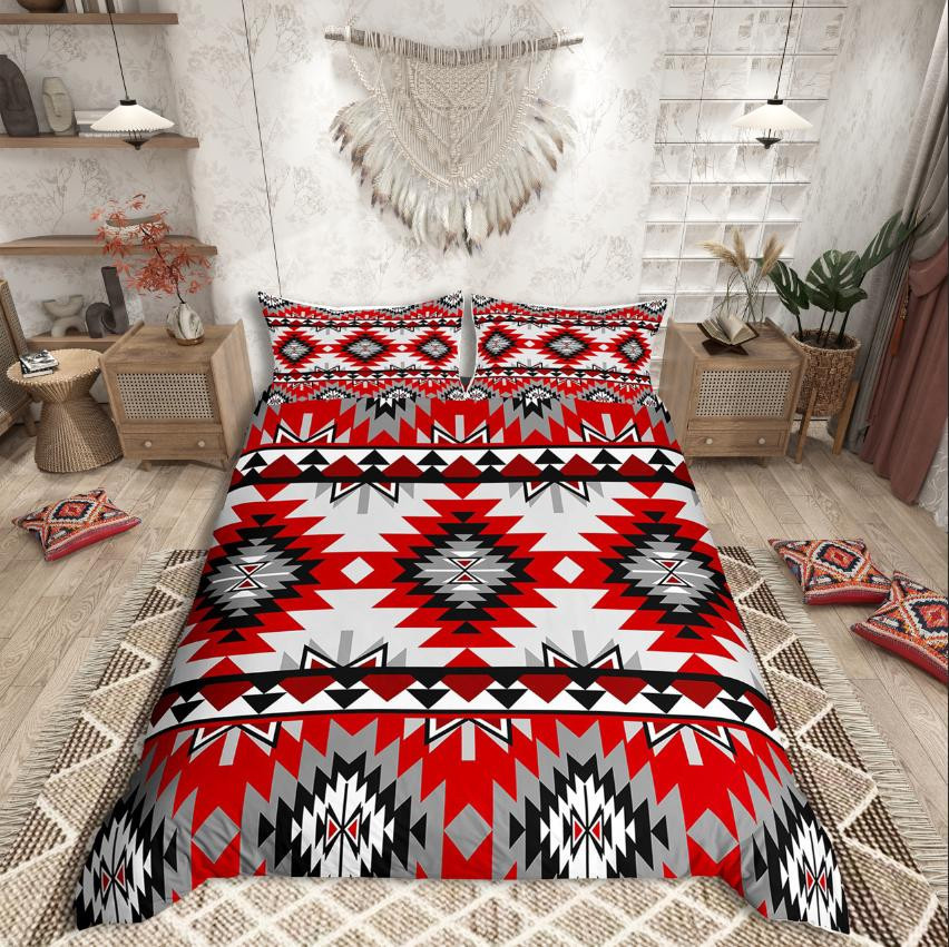 Homewish Tribal Aztec Bettwäsche-Set im Bohemian Stil für Teenager, Exotisches Design, Multicolor, Queen Size, B x H: 210 x 210 cm, 3-teilig - Bild 2