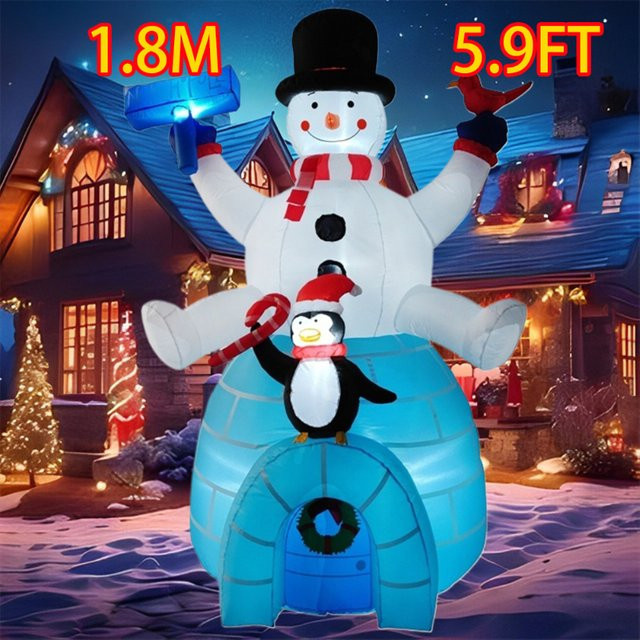 Aufblasbare Weihnachtsfiguren von CatXaa als leuchtender Schneemann oder Pinguin in Multicolor aus Kunststoff - Bild 1