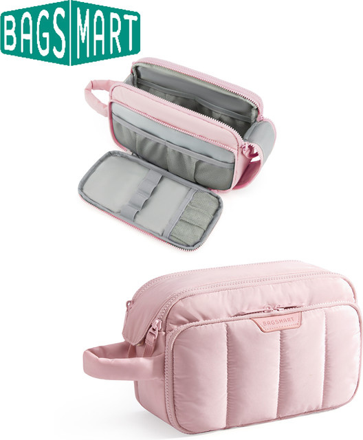 BAGSMART Reise-Make-up-Tasche Kosmetik-Organizer für Toilettenartikel und Zubehör in Schwarz oder Pink - Bild 1