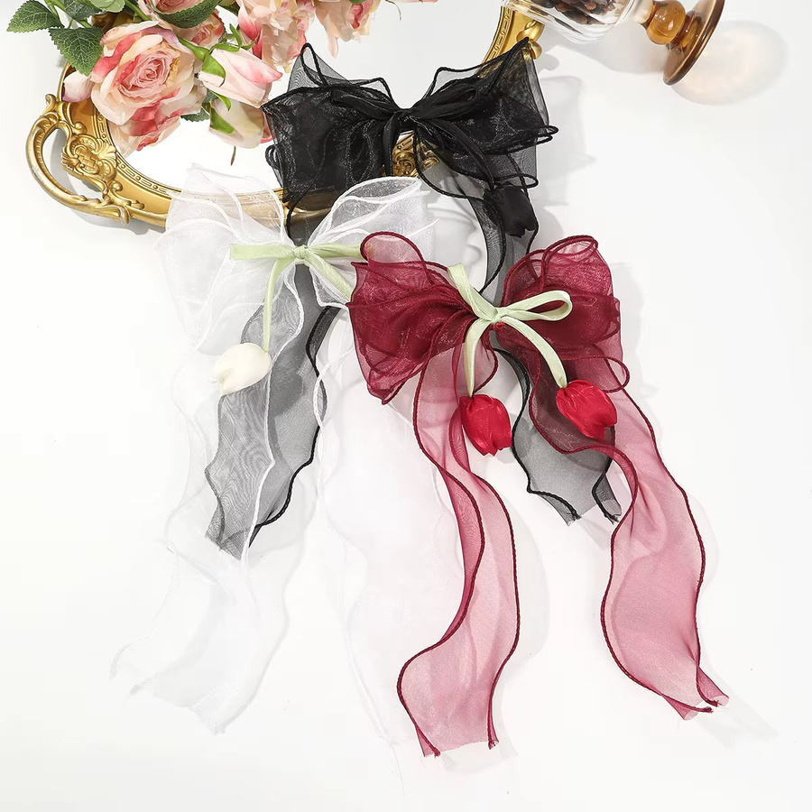 Haimeikang Haarspange mit Tulpen-Schleife und langem Band, Mädchen - Bild 2