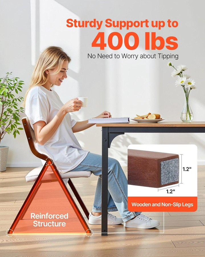 Buying Solutions, MB Set aus 2 Klappstühlen aus Holz mit Polsterung in Weiß und Braun im modernen Stil - Bild 2