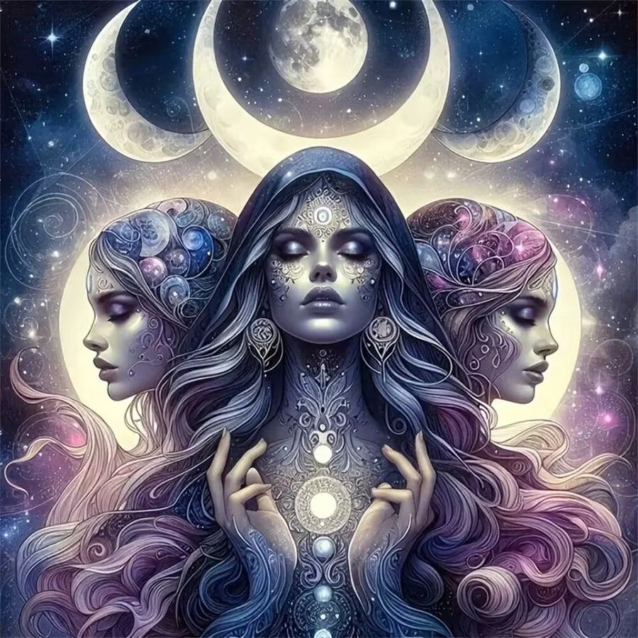 Potdemiel DIY Diamond Painting Set Mondgöttin Frauenporträt als Mosaik-Kunstwerk für Anfänger - Bild 3