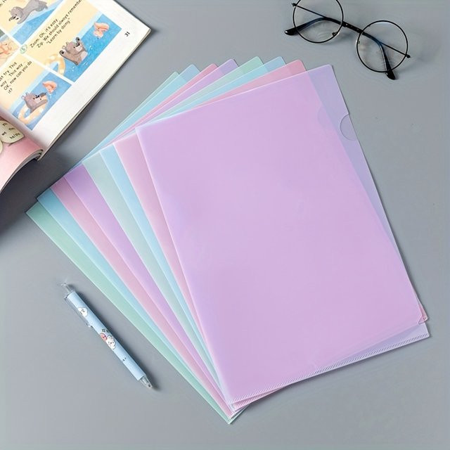 12 Stück L-förmige A4 Dokumentenhüllen aus PP-Material in Multicolour zur Aufbewahrung von Dateien und Papieren - Bild 1