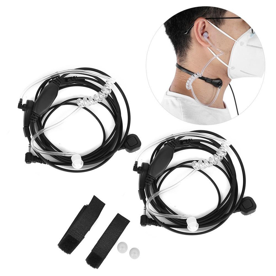2er-Set Motorola Walkie Talkie Headset mit Kehlkopfmikrofon und Vibrationssensor, 2,5mm Anschluss, Schwarz und Transparent - Bild 4