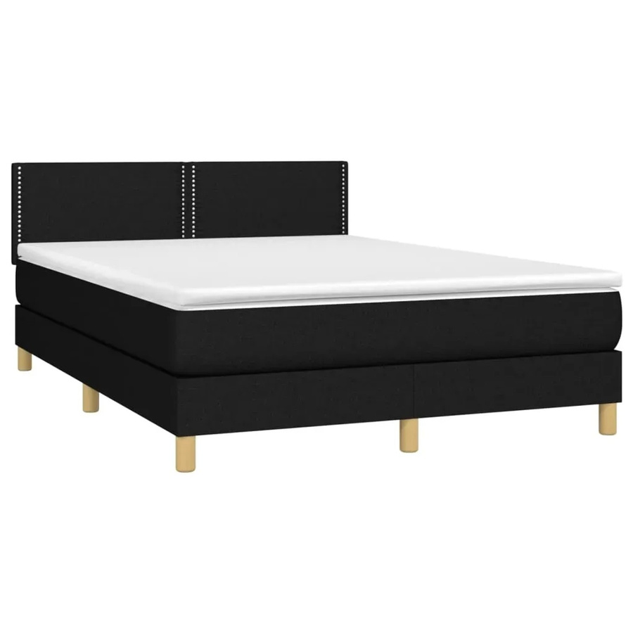 vidaXL Boxspringbett mit Matratze in Schwarz, Hybrid-Konstruktion mit Taschenfederkern und LED-Unterbettbeleuchtung sowie USB-Anschluss, B/T/H: 140 x 200 x 78 cm - Bild 2