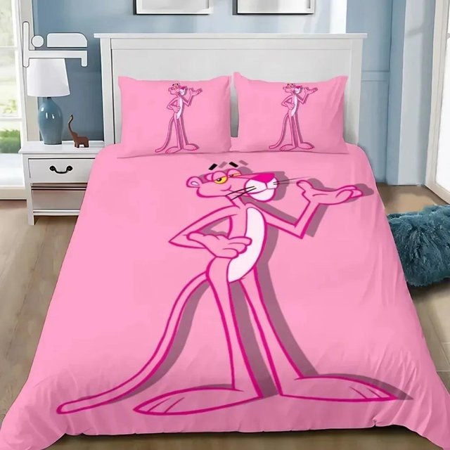 Bettwäscheset Creative homewares mit Cartoon Panther Motiv in Rosa, bestehend aus Bettbezug und Kissenbezügen, B/H: 180 x 210 cm - Bild 1
