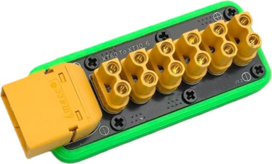 YUENHOANG PDB Modul 6-Kanal Leistungsverteiler mit 100A XT60 Eingang und XT30 Ausgängen für RC Drohnen, Autos, Roboter und Boote - Bild 1