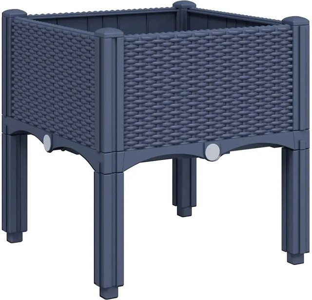 vidaXL Pflanzkasten mit Beinen in Blaugrau aus Polypropylen mit Rattan-Optik, B/T/H: 40 x 40 x 42 cm - Bild 1