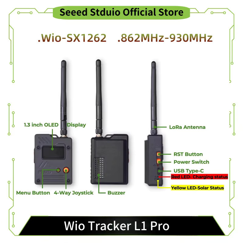 Seeed Studio Meshtastic Node MeshCore LoRa Mesh-Kommunikation Wio Tracker L1 Pro mit 1,3-Zoll OLED-Display, GPS und nRF52840 in Schwarz - Bild 2