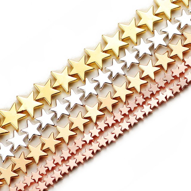 JHNBY Perlen, Stern Form, Hämatit Naturstein, Silber überzogen, Gold Farbe, Unisex - Bild 1