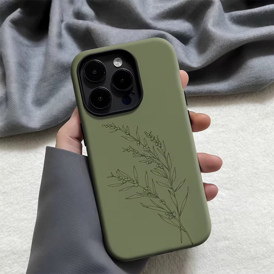 KHAKI WATTLE Robuste Doppelschichtige Handyhülle mit Magnetfunktion für iPhone 17 16 15 14 13 Pro Max Plus in Grün - Bild 3