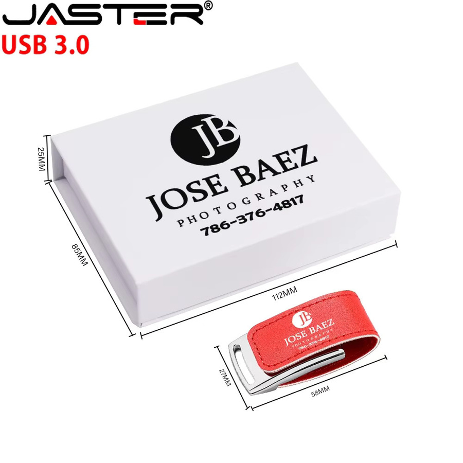 JASTER USB 3.0 Flash-Laufwerk aus Leder in Orange mit 128 GB Kapazität - Bild 1