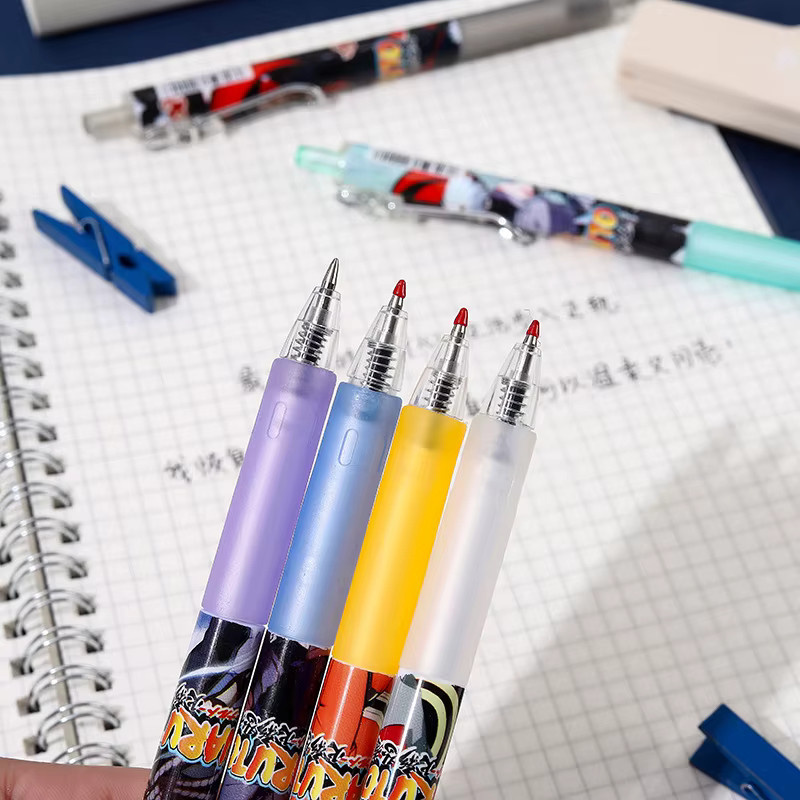 Bandai Naruto Anime Gel-Stifte im 6er-Set, Kugelschreiber mit 0,5 mm Spitze, Schwarz, Schreibwaren für Schule und Studium - Bild 5