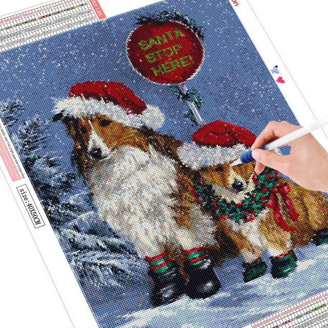 Diamond Painting Set FIYO Winter Hund 5D DIY Mosaik Stickerei in Multicolour B/H: 20 x 30 cm - Bild 1