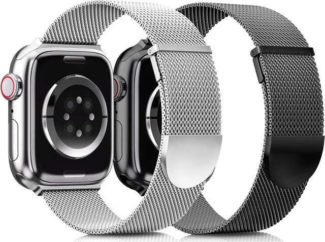JBAILI Uhrenarmband Edelstahl, Magnetschlaufenarmband, Silber, Unisex - Bild 1