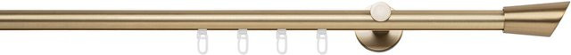 ONDECO Gardinenstange 1-läufig in Messing-Matt mit Wandträger und Endstück, Länge: 400 cm, Durchmesser: 20 mm, Wandträger-Tiefe: 6,5 cm - Bild 1