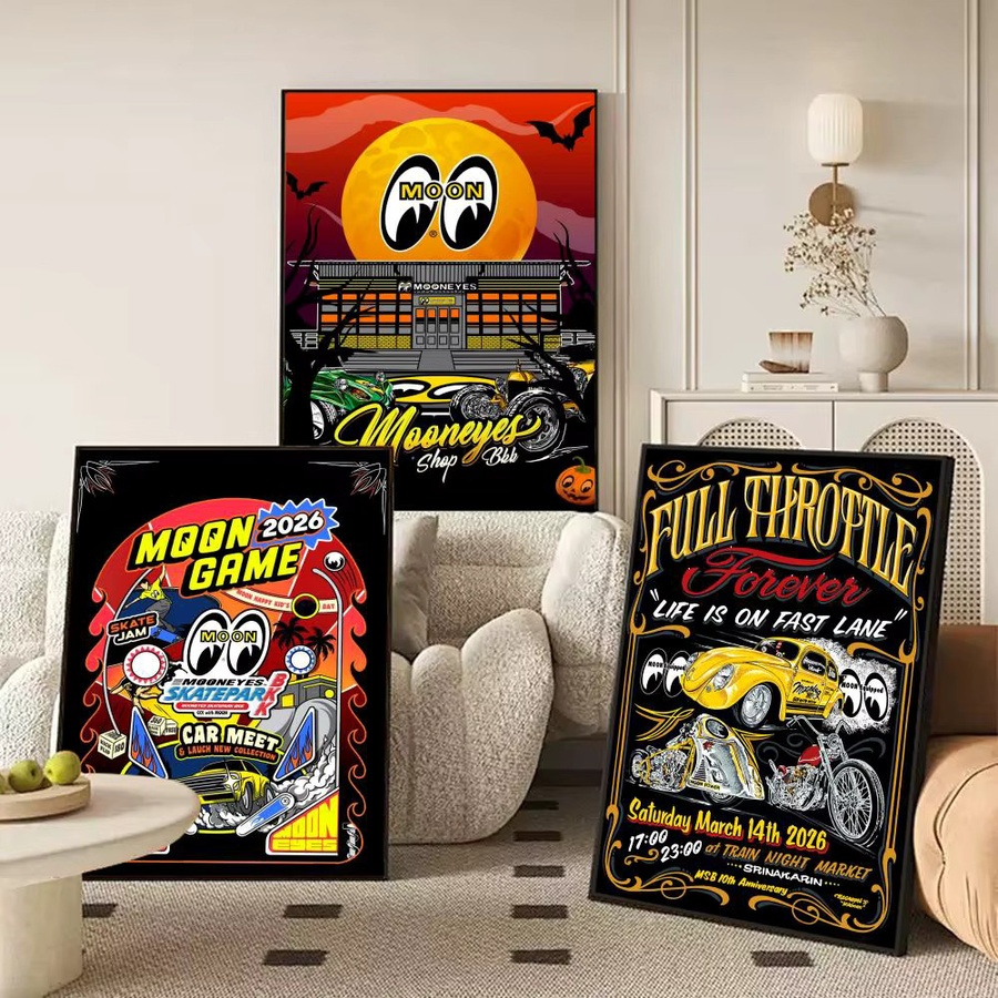 MOONEYES Vintage-Auto Poster dekorative Wandkunst in Schwarz ohne Rahmen B: 15,0 cm, H: 20,0 cm, T: 15,0 cm - Bild 3