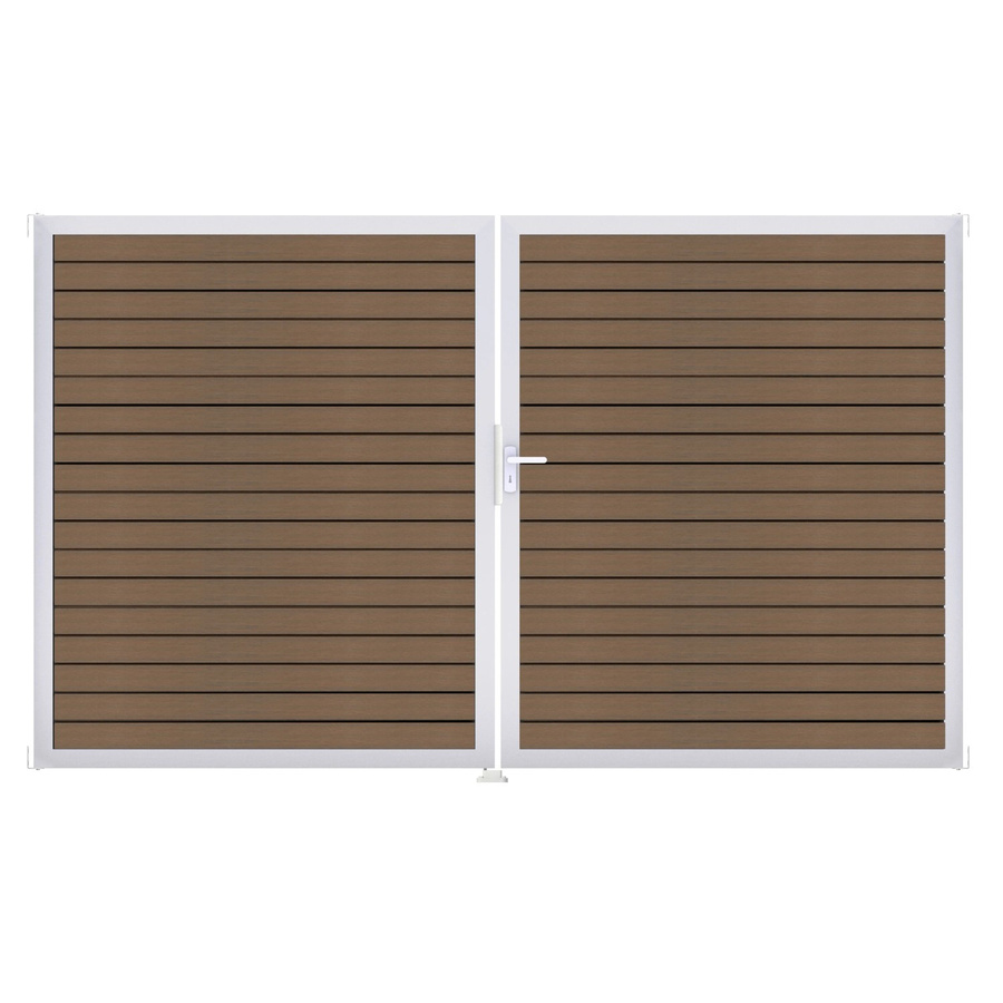 GroJa 2-flügeliges Tor Solid Rhombus in Teak Co-extrudiert, Farbe Braun, B: 306 cm, H: 180 cm, DIN Rechts - Bild 2