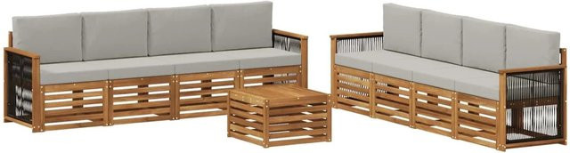 vidaXL Sofagarnitur aus Massivholz Akazie mit 9 Kissen im modernen Latten-Design - Bild 1