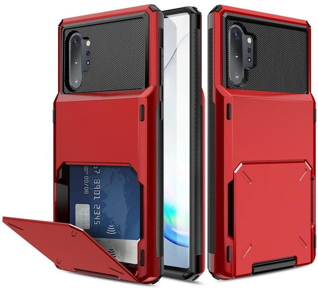 Samsung Galaxy Note 10+ 5G Klappbrieftasche Hülle mit Kartensteckplatz in Rot - Bild 1