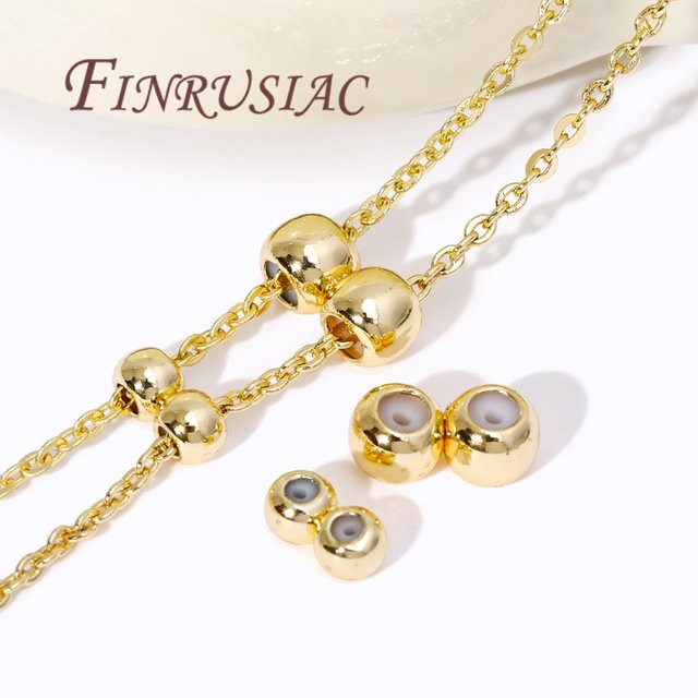 FINRUSIAC Einstellperlen mit Silikonring, 14K Gold Farbe, 3mm 4mm, Unisex - Bild 1