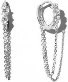 Creolen 925 Silber, Zirkonia, Damen, grau