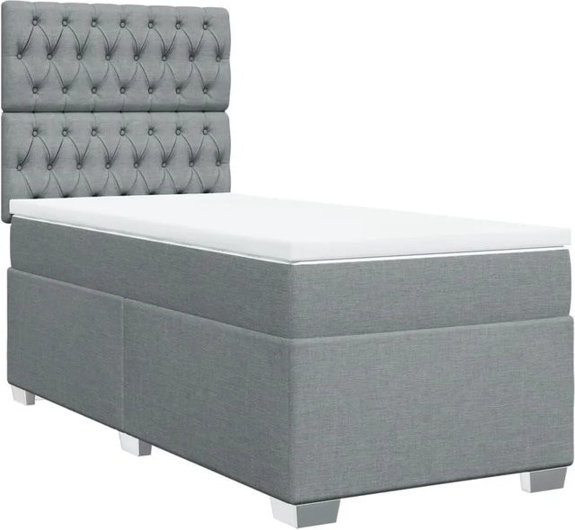 vidaXL Hybrid-Boxspringbett mit Matratze und Taschenfederkern in Hellgrau, B/T/H: 80 x 200 x 140,5 cm - Bild 1