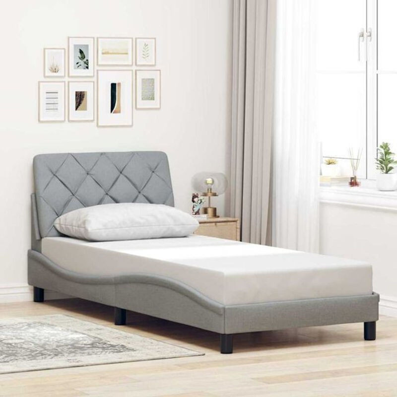 Modernes Polsterbett Vidaxl aus Stoff und Metall in Grau, B/T: 90 x 200 cm (ohne Matratze) - Bild 1