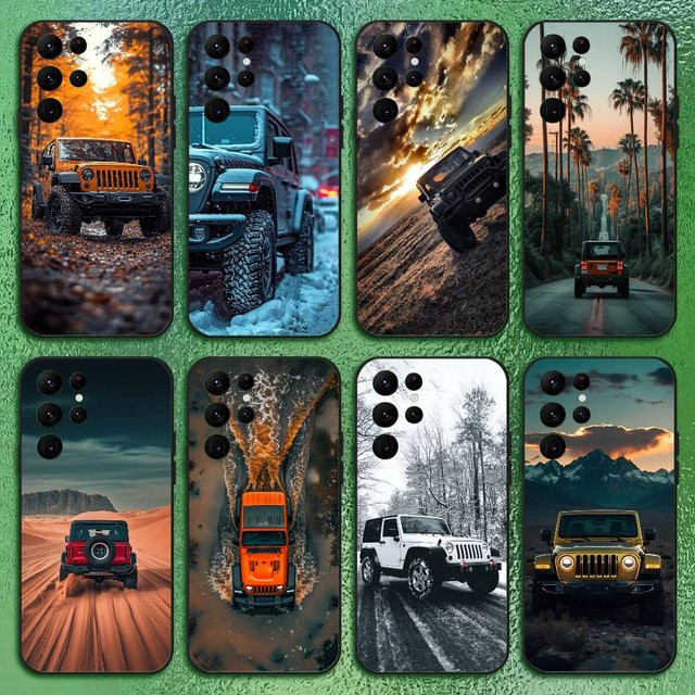 coolj-jeeps Wrangler Softshell Handyhülle für Samsung Galaxy S21 S22 S23 S24 S25 FE Plus in Schwarz - Bild 1
