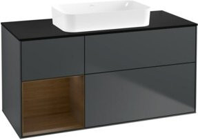 V&B Waschtischunterschrank Finion mit Wandbeleuchtung, Farbe: Mittelblau lackiert, B/T/H: 120 x 60 x 60 cm - Bild 1