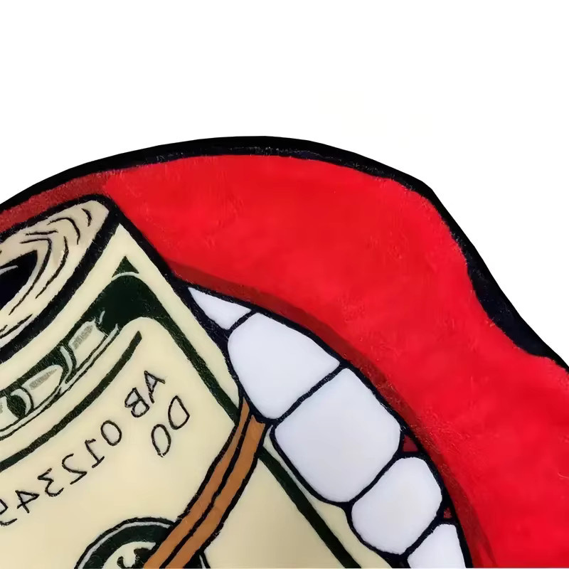 VIKAMA Fußmatte Flammenroter Lippen-Banknotenteppich, modern und maschinenwaschbar, Farbe: Rot, B/T: 80 x 60 cm - Bild 4