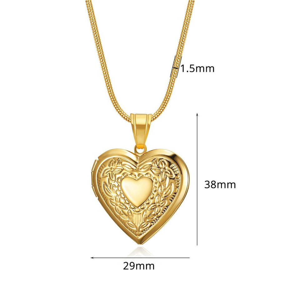 MAISCHE ZONE Anhänger Herz Foto Medaillon, Edelstahl, Gold, 40cm, Unisex - Bild 2