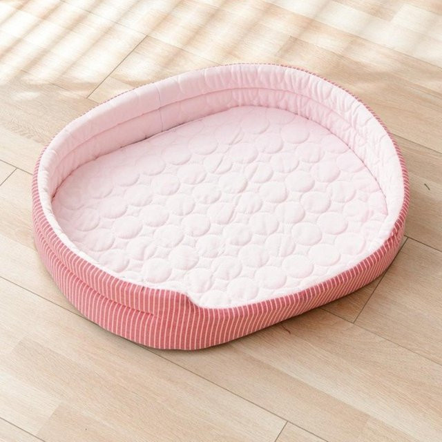 Inteflooring Atmungsaktives Kühlendes Haustierbett in Ovaler Form, Rosa Hundematratze und Katzenkissen aus Baumwolle - Bild 1