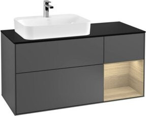 V&B Finion Waschtischunterschrank mit LED-Wandbeleuchtung in Anthrazit Matt, Breite: 120 cm - Bild 1