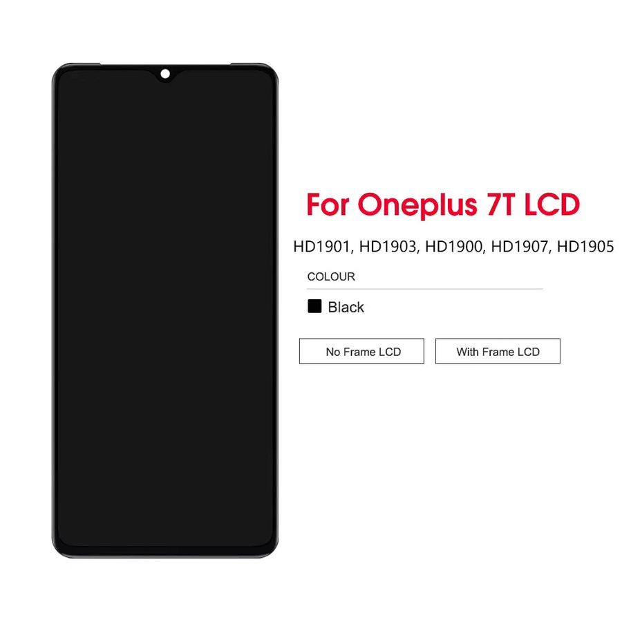 OnePlus 7T LCD Display Touchscreen Digitizer Montage mit Rahmen in Schwarz - Bild 2