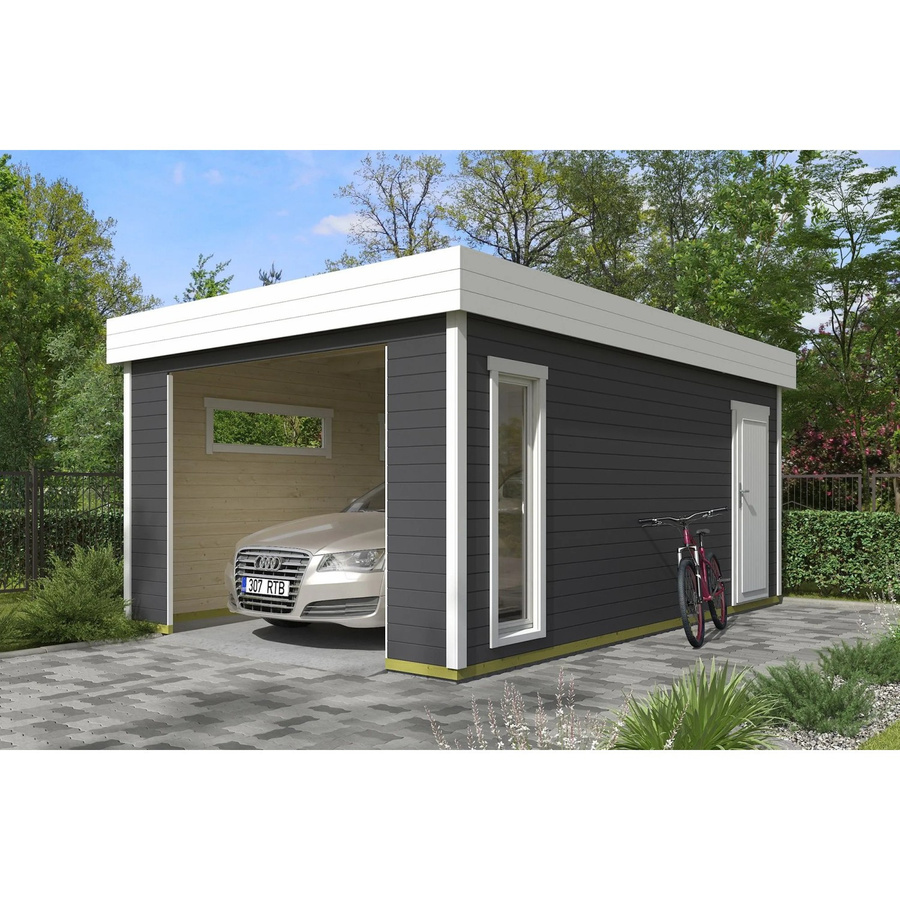 Lasita Blockgarage Bahamas Maja in Carbongrau ohne Tor B: 360 cm x T: 540 cm - Bild 2