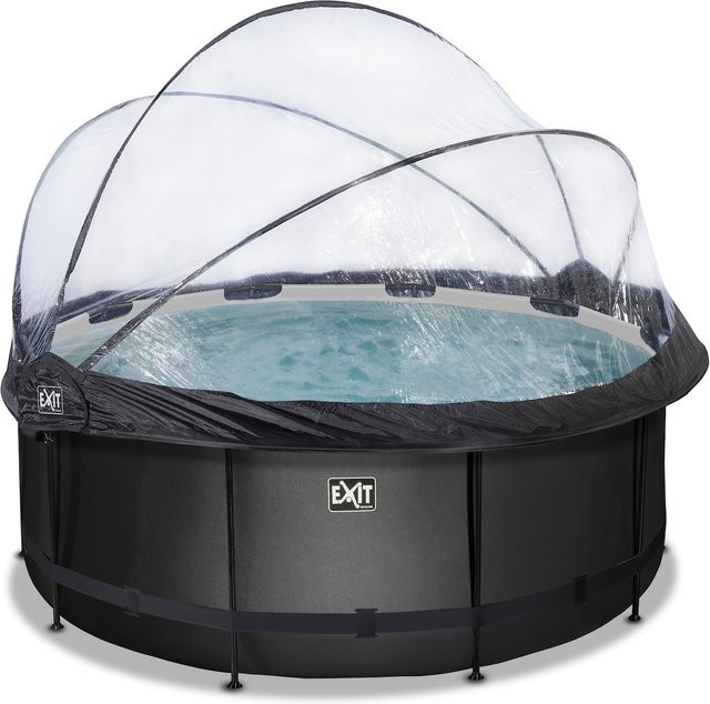 EXIT Toys Black Leather Pool in Schwarz mit Abdeckung und Sandfilterpumpe, Durchmesser: 380 cm, Volumen: 10126 l - Bild 1