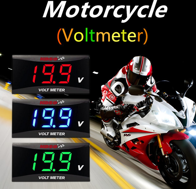 KOSO Universal Digital Voltmeter mit wasserdichtem LCD-Display für Motorräder in Rot und Schwarz - Bild 1