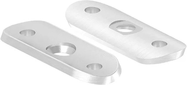 FeNau Handlaufanschlussplatte aus V4A Edelstahl in Silber für Rohr Ø 48,3 mm, B/H/T: 63 x 25 x 4 mm - Bild 1