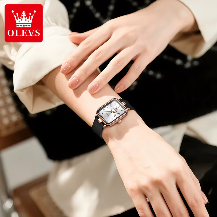 OLEVS Armbanduhr, Quarz, Edelstahl, Silber, Schwarz, Damen - Bild 3