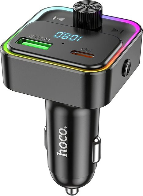 HOCO E81 Bluetooth FM Modulator in Schwarz mit USB-A und USB-C Anschluss - Bild 1