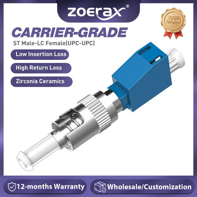 ZoeRax ST Stecker auf LC Buchse UPC Simplex Optische Faser Adapter für FTTH, Rot und Blau - Bild 1