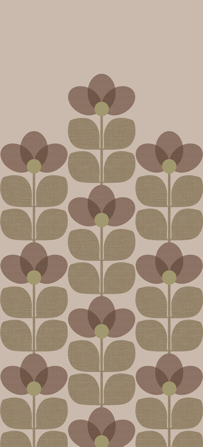 Isidore Leroy Mural Flower Rosee Panel A Wandtapete mit floralem Mid-Century Design in Beige, Braun und Multicolour aus Vlies - Bild 1