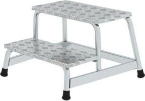MUNK Aluminium-Arbeitspodest starr 2 Stufen, Silber, Trittfläche Breite: 55 cm, Tiefe: 30 cm - Bild 1