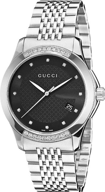 Gucci Armbanduhr, Quarz, Edelstahl, 38 mm, Silber, Diamant, Unisex - Bild 1