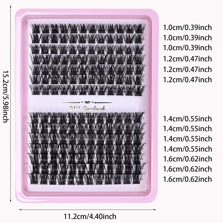 Wimperncluster, 168 Stück, 10–16 mm, D-Locken, Black, Natürlich - Bild 4